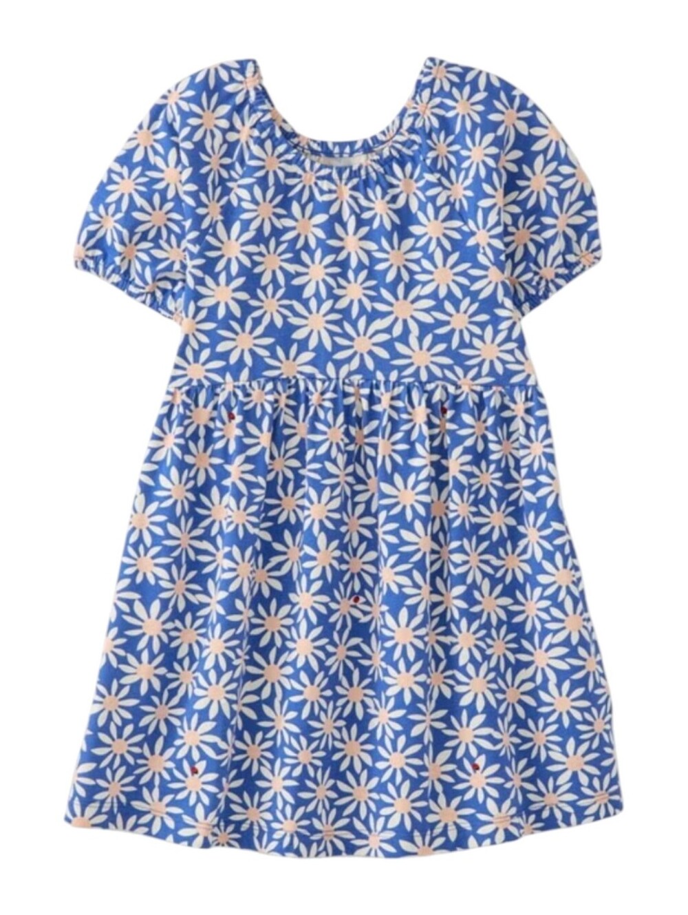 Hanna Andersson Kids Sun Dress Blue Daisy Ladybug Short Sleeve Cotton Girls 10